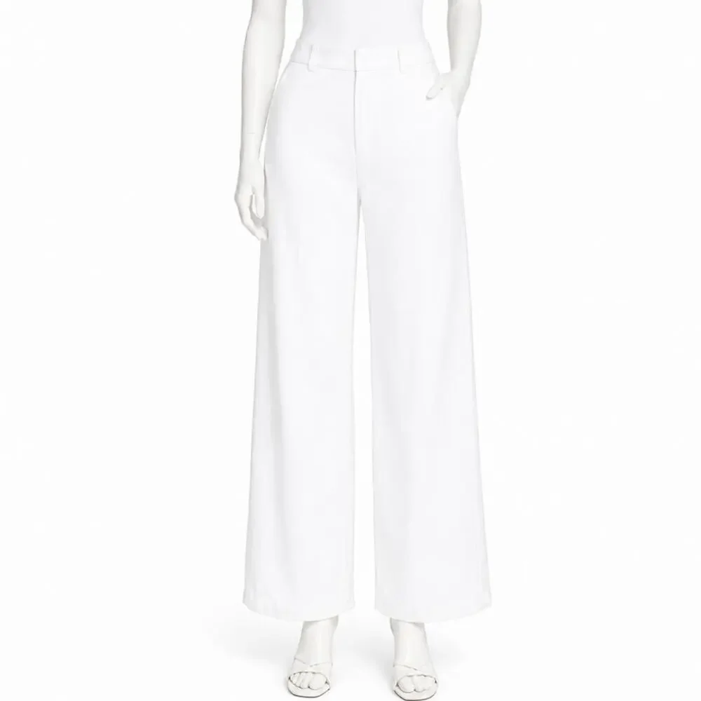 Babaton White Linen Blend Wide Leg Trousers Women’s Size 0 High Rise Pants boho